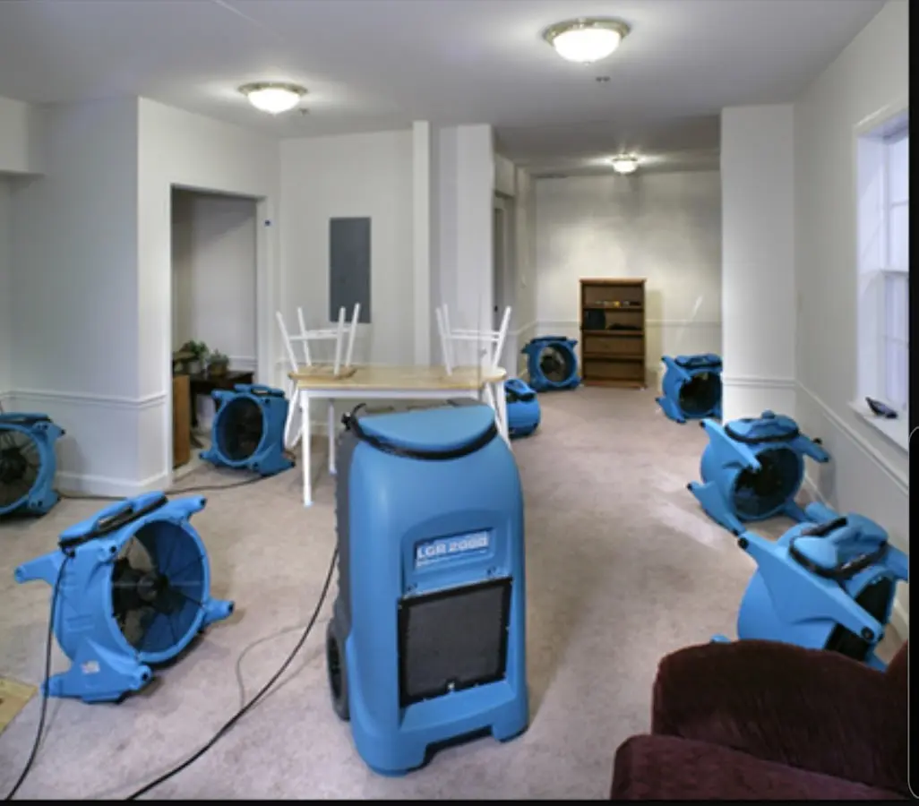 Air movers and dehumidifier setup for Water Extraction & Removal in Denham Springs
